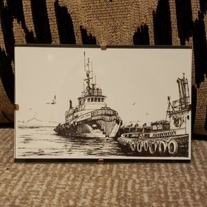 Seattle postcard art - Tugboat
